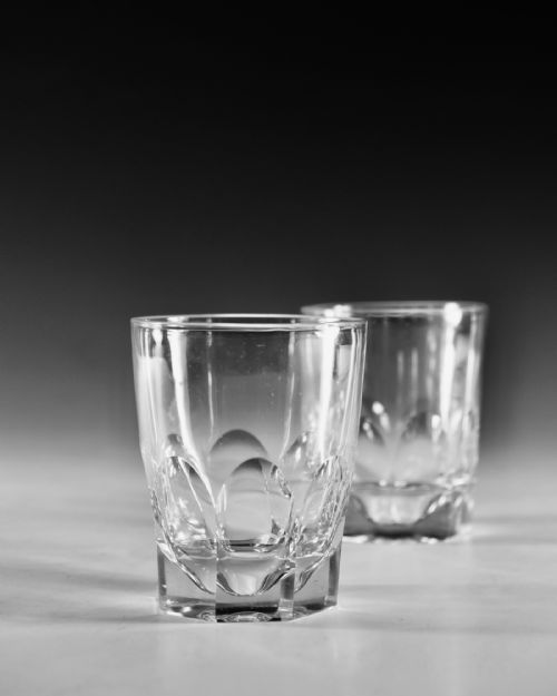 ANTIQUE GLASS TUMBLERS PAIR ENGLISH C1870 - ADDITIONAL PHOTO 2