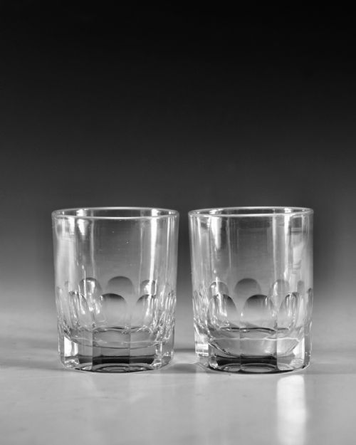 ANTIQUE GLASS TUMBLERS PAIR ENGLISH C1870 - ADDITIONAL PHOTO 1
