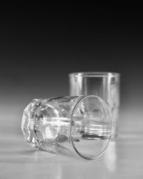 ANTIQUE GLASS TUMBLERS PAIR ENGLISH C1870 - ADDITIONAL PHOTO 4