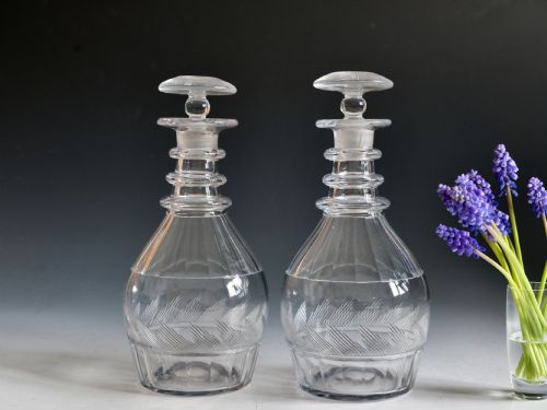antique glass decanters pair english c1835 - CATEGORY: ANTIQUE GLASS - DATED GEORGIAN