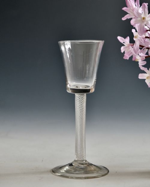 ANTIQUE GLASS WINE GLASS AIR TWIST ENGLISH C1755 - ADDITIONAL PHOTO 1