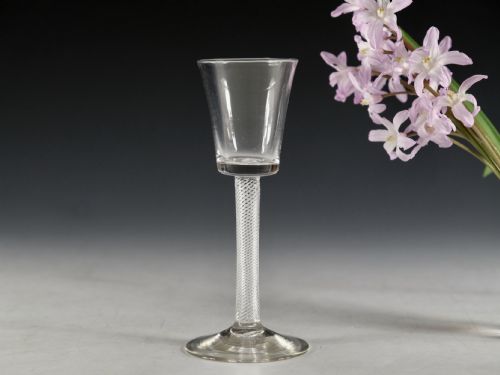 ANTIQUE GLASS WINE GLASS AIR TWIST ENGLISH C1755 - ADDITIONAL PHOTO 2