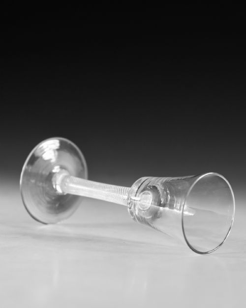 ANTIQUE GLASS WINE GLASS AIR TWIST ENGLISH C1755 - ADDITIONAL PHOTO 6