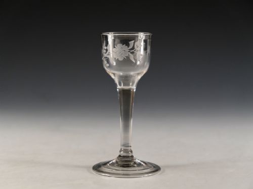 antique glass wine glass plain stem english c1760 - CATEGORY: ANTIQUE GLASS - DATED 18TH CENTURY