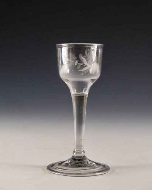 ANTIQUE GLASS WINE GLASS PLAIN STEM ENGLISH C1760 - ADDITIONAL PHOTO 4