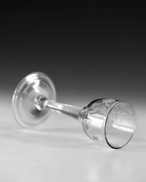 ANTIQUE GLASS WINE GLASS PLAIN STEM ENGLISH C1760 - ADDITIONAL PHOTO 6