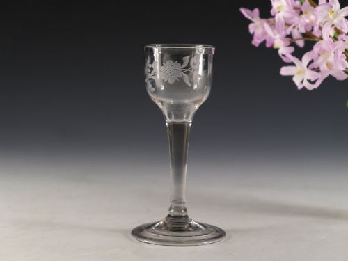 ANTIQUE GLASS WINE GLASS PLAIN STEM ENGLISH C1760 - ADDITIONAL PHOTO 8