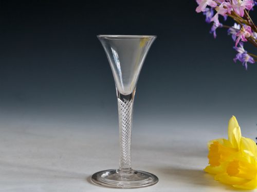 antique glass wine glass air twist stem english c1755 - CATEGORY: ANTIQUE GLASS - DATED 18TH CENTURY