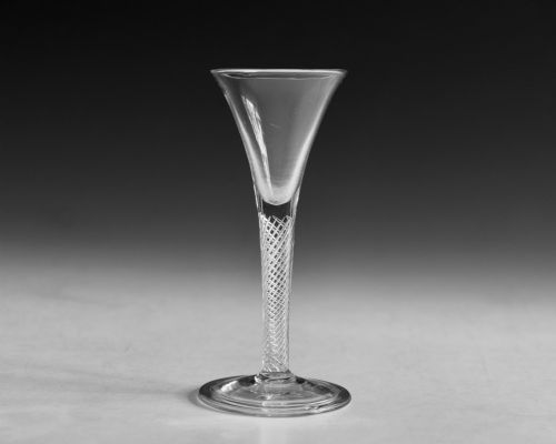 ANTIQUE GLASS WINE GLASS AIR TWIST STEM ENGLISH C1755 - ADDITIONAL PHOTO 2