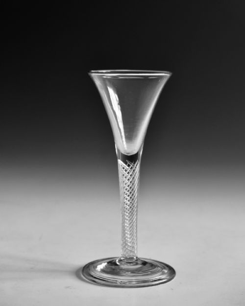 ANTIQUE GLASS WINE GLASS AIR TWIST STEM ENGLISH C1755 - ADDITIONAL PHOTO 3