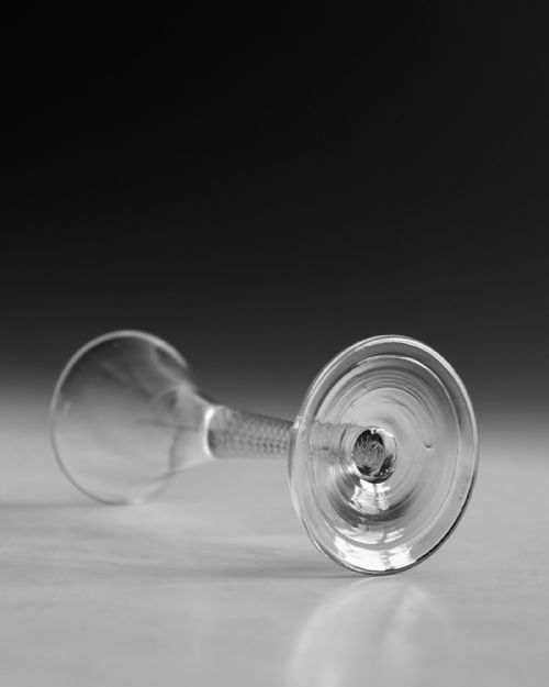 ANTIQUE GLASS WINE GLASS AIR TWIST STEM ENGLISH C1755 - ADDITIONAL PHOTO 4