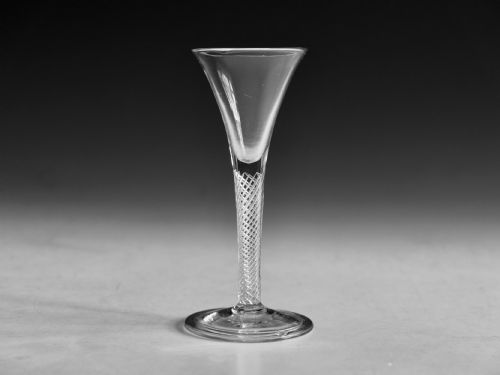 ANTIQUE GLASS WINE GLASS AIR TWIST STEM ENGLISH C1755 - ADDITIONAL PHOTO 7
