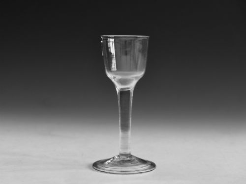 ANTIQUE GLASS PLAIN STEM WINE GLASS ENGLISH C1760 - ADDITIONAL PHOTO 2