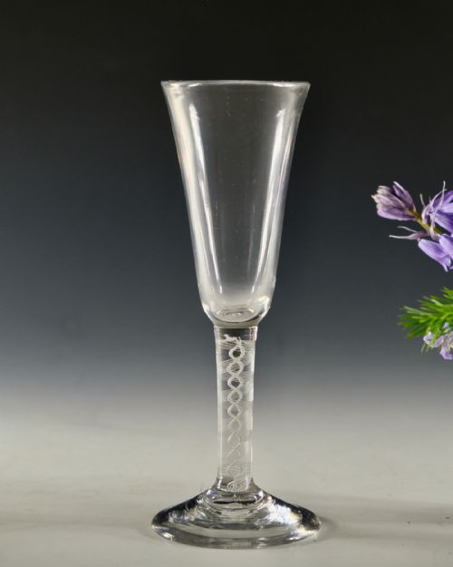 ANTIQUE GLASS ALE GLASS OPAQUE TWIST ENGLISH C1765 - ADDITIONAL PHOTO 1