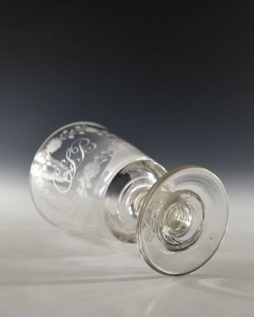 ANTIQUE GLASS RUMMER ENGRAVED SHIP ENGLISH C1820 - ADDITIONAL PHOTO 6