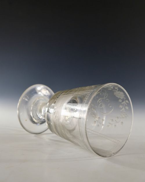 ANTIQUE GLASS RUMMER ENGRAVED SHIP ENGLISH C1820 - ADDITIONAL PHOTO 7