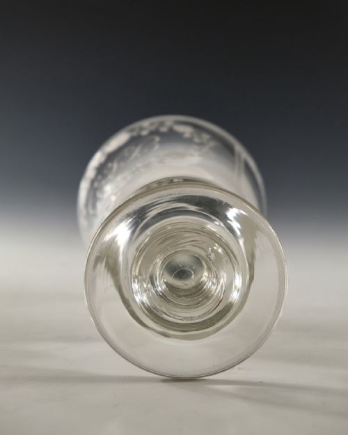 ANTIQUE GLASS RUMMER ENGRAVED SHIP ENGLISH C1820 - ADDITIONAL PHOTO 9