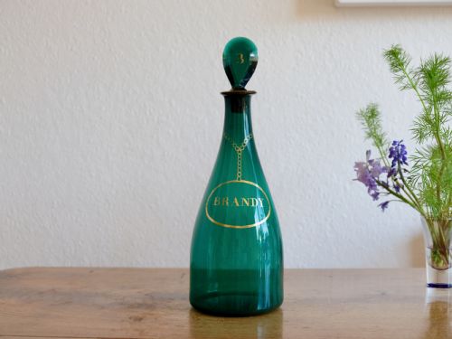 antique glass decanter green taper english c1790 - CATEGORY: ANTIQUE GLASS - DATED GEORGIAN