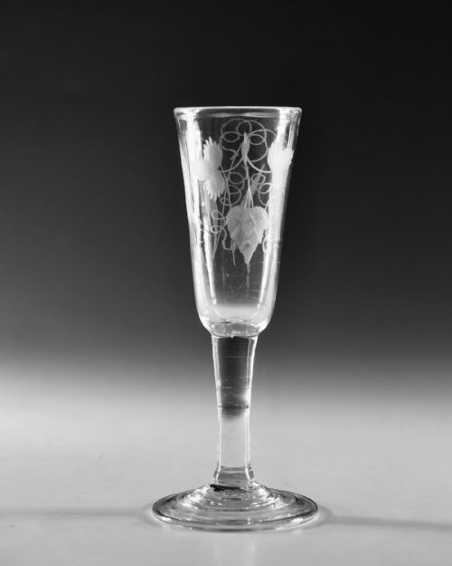 ANTIQUE GLASS ALE GLASS PLAIN STEM ENGLISH C1760 - ADDITIONAL PHOTO 1