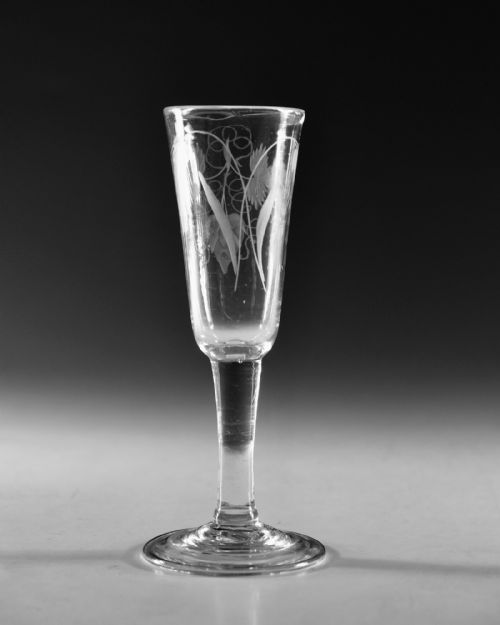 ANTIQUE GLASS ALE GLASS PLAIN STEM ENGLISH C1760 - ADDITIONAL PHOTO 2