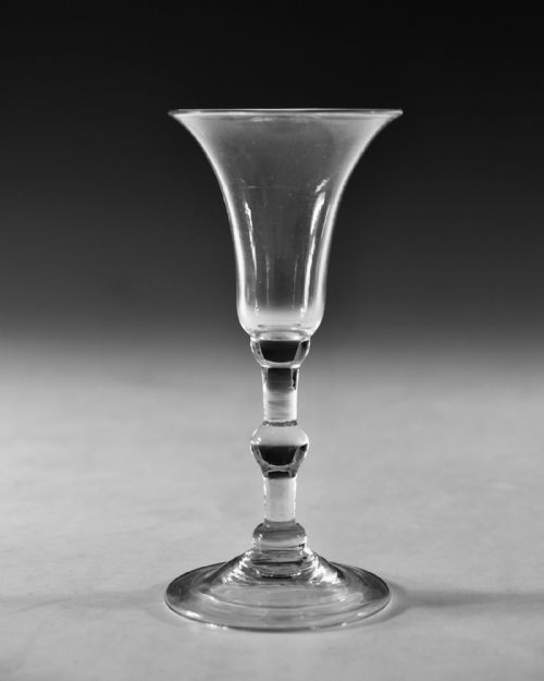 ANTIQUE GLASS BALUSTROID WINE GLASS ENGLISH C1740 - ADDITIONAL PHOTO 1