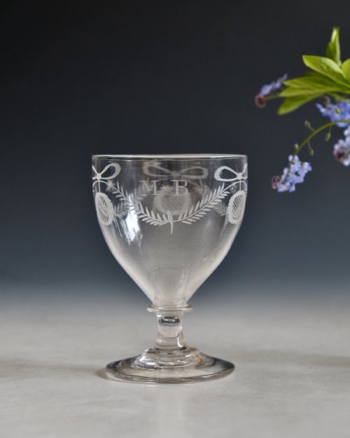 ANTIQUE GLASS RUMMER ENGRAVED ENGLISH C1800 - ADDITIONAL PHOTO 1