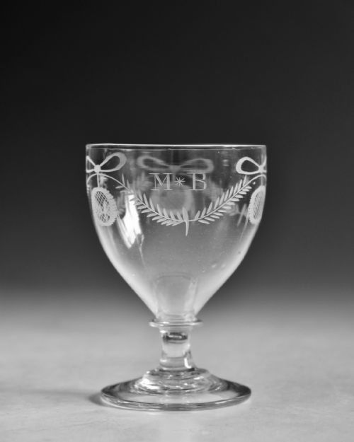 ANTIQUE GLASS RUMMER ENGRAVED ENGLISH C1800 - ADDITIONAL PHOTO 2