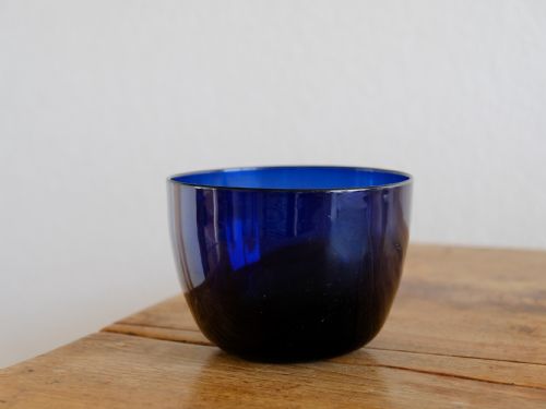 antique glass finger bowl blue english c1800 - CATEGORY: ANTIQUE GLASS - DATED GEORGIAN