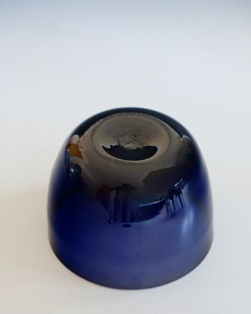ANTIQUE GLASS FINGER BOWL BLUE ENGLISH C1800 - ADDITIONAL PHOTO 2