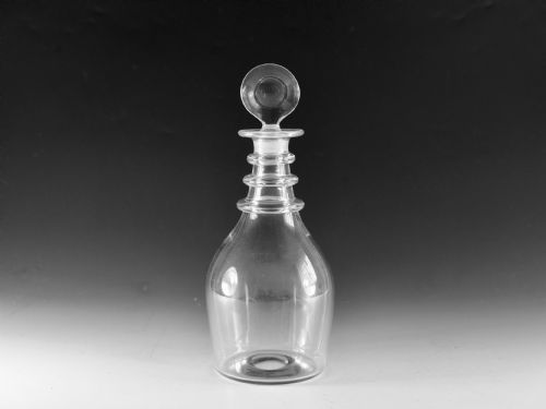 antique glass decanter three neck rings english c1820 - CATEGORY: ANTIQUE GLASS - DATED GEORGIAN