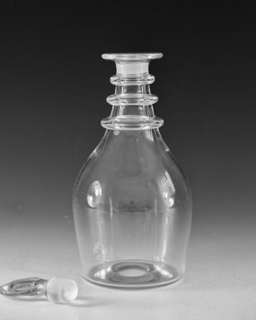 ANTIQUE GLASS DECANTER THREE NECK RINGS ENGLISH C1820 - ADDITIONAL PHOTO 2