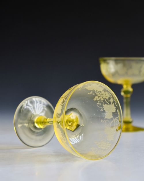 ANTIQUE GLASS CHAMPAGNE GLASSES PAIR ENGLISH C1870 - ADDITIONAL PHOTO 4