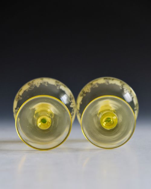 ANTIQUE GLASS CHAMPAGNE GLASSES PAIR ENGLISH C1870 - ADDITIONAL PHOTO 6