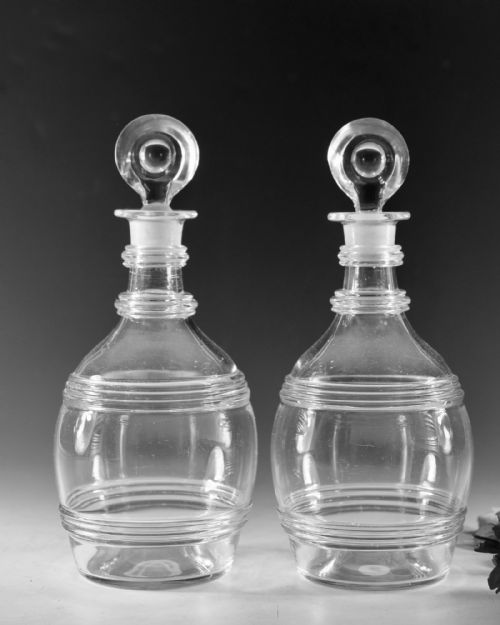 ANTIQUE GLASS DECANTERS PAIR ENGLISH C1810 20 - ADDITIONAL PHOTO 1
