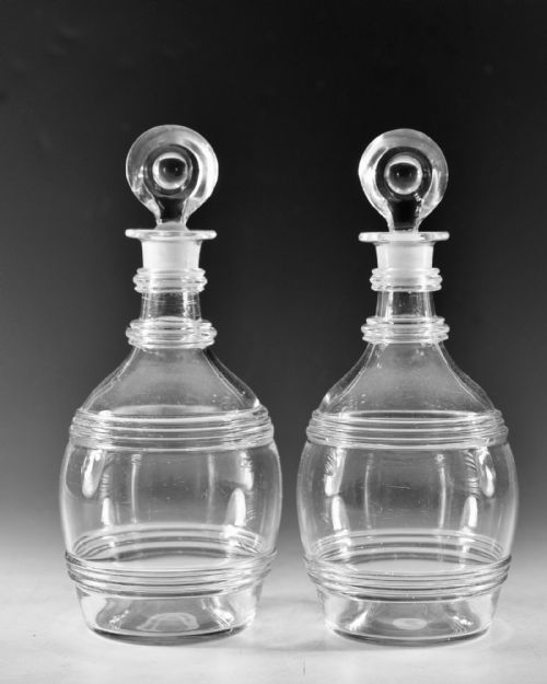 ANTIQUE GLASS DECANTERS PAIR ENGLISH C1810 20 - ADDITIONAL PHOTO 2