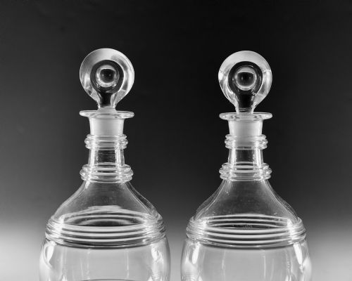 ANTIQUE GLASS DECANTERS PAIR ENGLISH C1810 20 - ADDITIONAL PHOTO 6