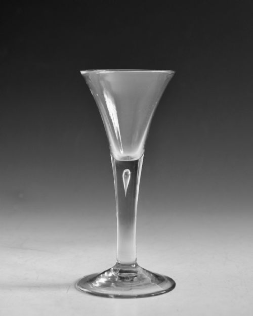 ANTIQUE GLASS PLAIN STEM WINE GLASS ENGLISH C1750 - ADDITIONAL PHOTO 1