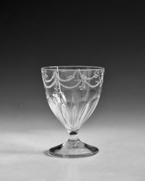 ANTIQUE GLASS RUMMER PETAL MOULDED ENGLISH C1800 - ADDITIONAL PHOTO 1