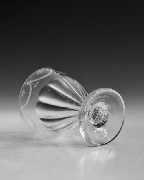 ANTIQUE GLASS RUMMER PETAL MOULDED ENGLISH C1800 - ADDITIONAL PHOTO 2