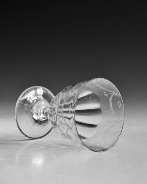 ANTIQUE GLASS RUMMER PETAL MOULDED ENGLISH C1800 - ADDITIONAL PHOTO 3