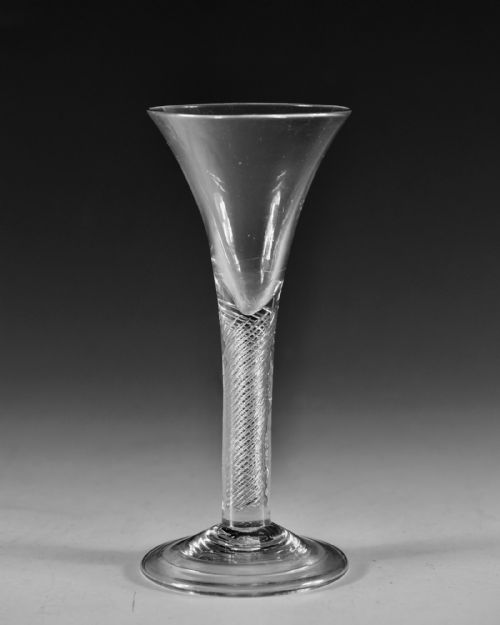 ANTIQUE GLASS MULTI SPIRAL AIR TWIST WINE GLASS ENGLISH C1755 - ADDITIONAL PHOTO 1