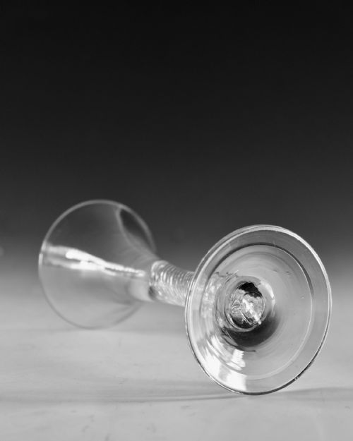 ANTIQUE GLASS MULTI SPIRAL AIR TWIST WINE GLASS ENGLISH C1755 - ADDITIONAL PHOTO 2