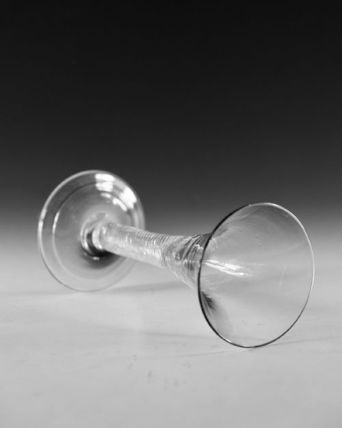 ANTIQUE GLASS MULTI SPIRAL AIR TWIST WINE GLASS ENGLISH C1755 - ADDITIONAL PHOTO 3