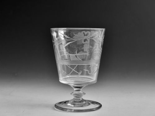 antique glass agricultural engraved rummer english c1830 - CATEGORY: ANTIQUE GLASS - DATED GEORGIAN