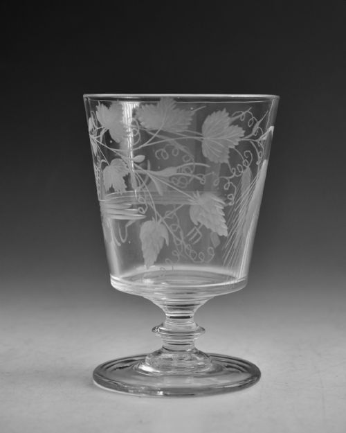 ANTIQUE GLASS AGRICULTURAL ENGRAVED RUMMER ENGLISH C1830 - ADDITIONAL PHOTO 3