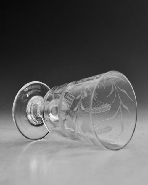 ANTIQUE GLASS AGRICULTURAL ENGRAVED RUMMER ENGLISH C1830 - ADDITIONAL PHOTO 6