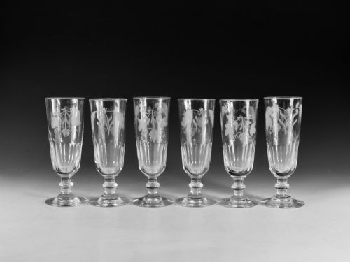 antique glass set of six ale glasses english c1860 - CATEGORY: ANTIQUE GLASS - DATED 19TH CENTURY