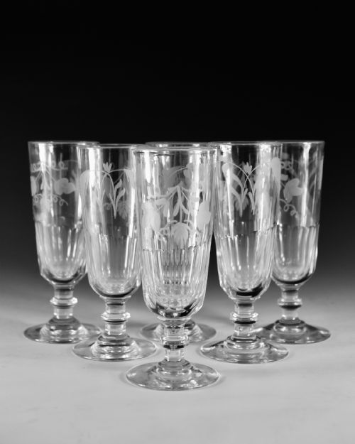 ANTIQUE GLASS SET OF SIX ALE GLASSES ENGLISH C1860 - ADDITIONAL PHOTO 1