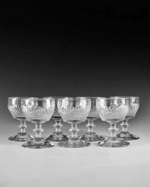 ANTIQUE GLASS PORT GLASSES SET OF SEVESEVEN PORT GLASSES ENGLISH C1820 - ADDITIONAL PHOTO 1