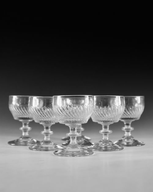 ANTIQUE GLASS PORT GLASSES SET OF SEVESEVEN PORT GLASSES ENGLISH C1820 - ADDITIONAL PHOTO 2
